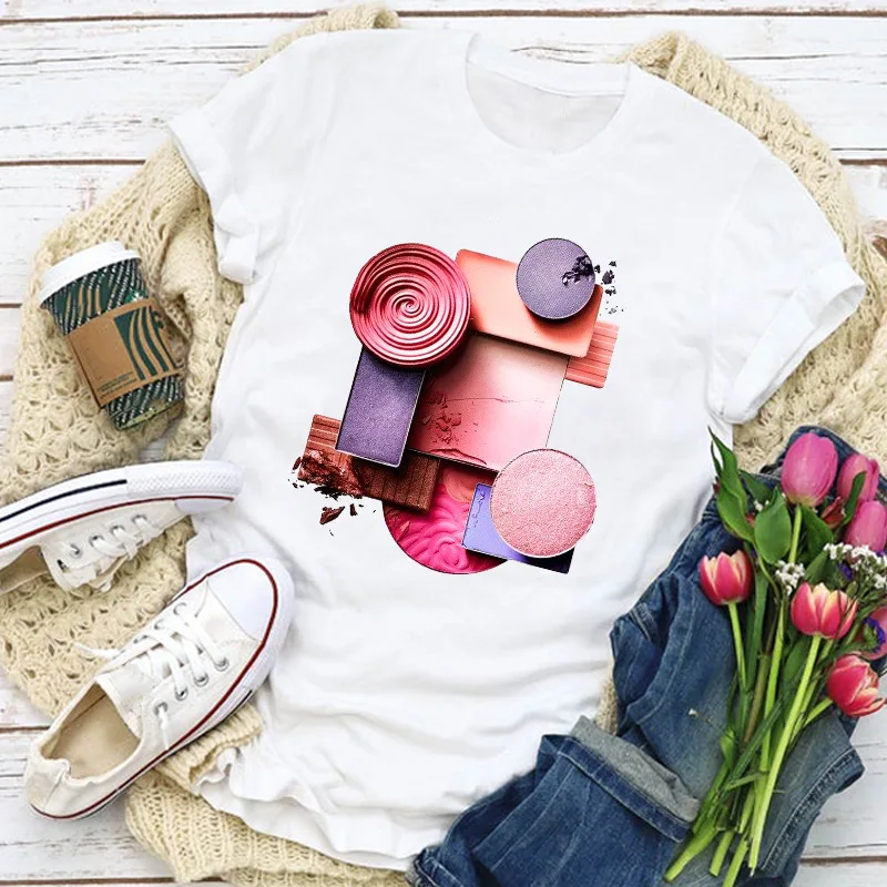 3D лак для ногтей Футболка модная женская-Белая Летняя ee op размера плюс