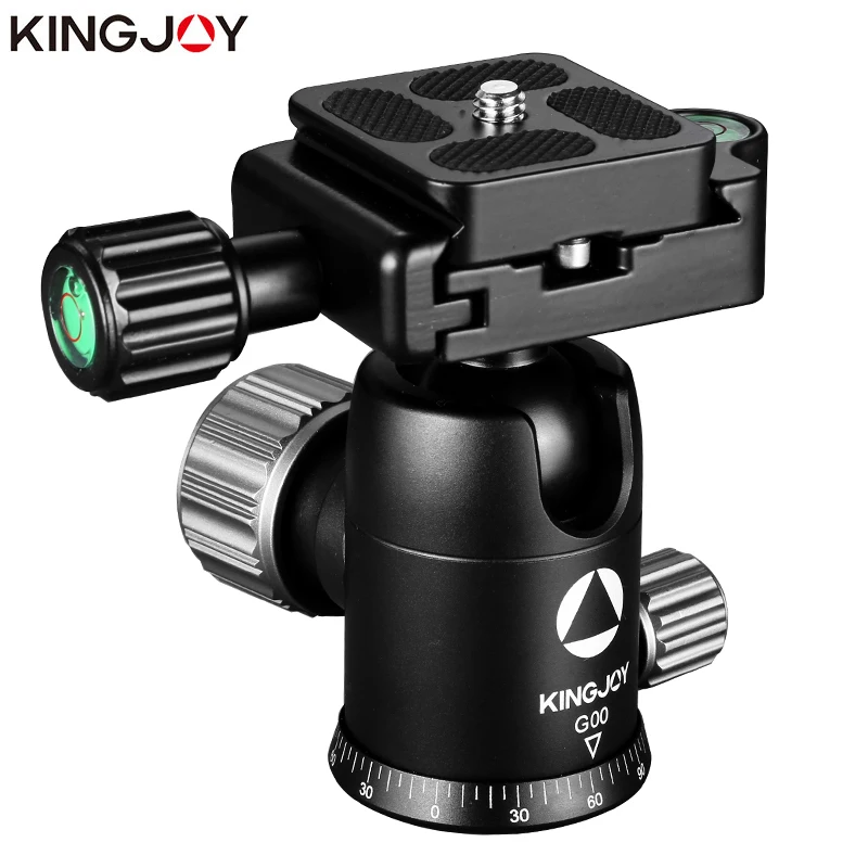 

KINGJOY Official G00 Tripod Head Ball Head Rotating Panoramic BallHead with Plate 1/4" To 3/8" Screw for Monopod DSLR Camera