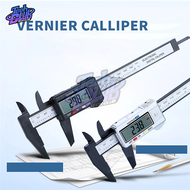 Черный/серебристый 150 мм 6 дюймов ЖК дисплей цифровой Линейка PCB электронных