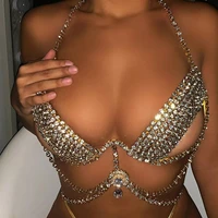 fashion luxury rhinestone chest chain for women body waist chain summer decoration accessories shining crystal bra jewelry gift