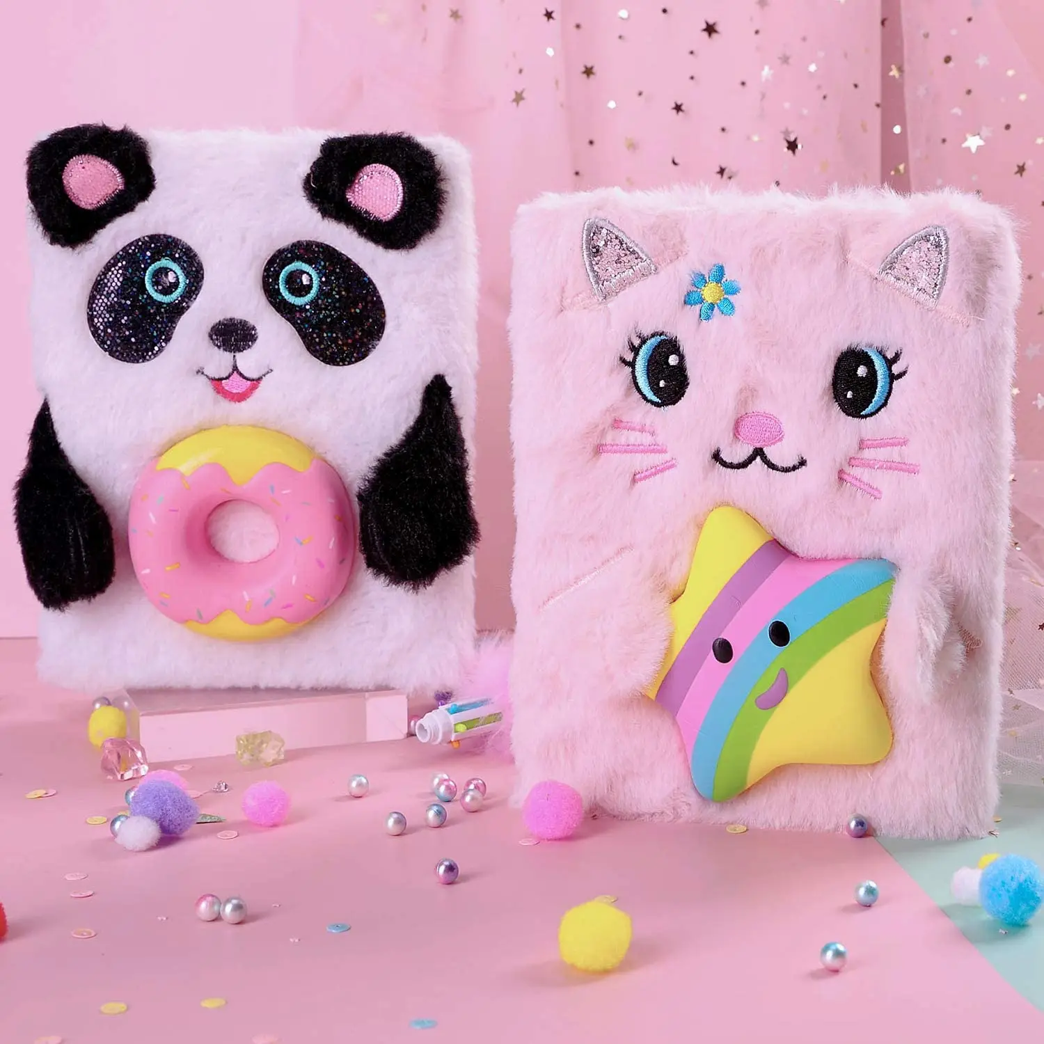 

Panda Plush Diary Cute Notebook Journal, Lined Notebook for Writing Drawing, Birthday Gift for School Students Teens Kids