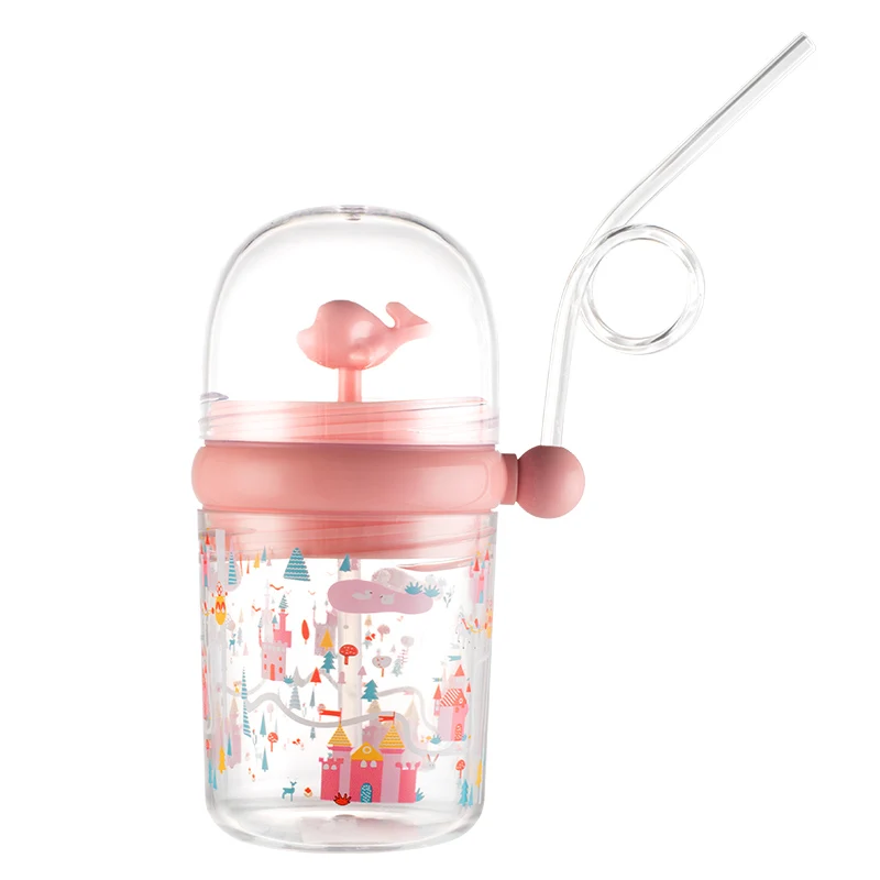 

Summer Kawaii Straw Cup Smoothie Coffee Milk Drinking Cold Reusable Straw Cups with Lid Water Bottle Girls Kubek Drinkware DF50X