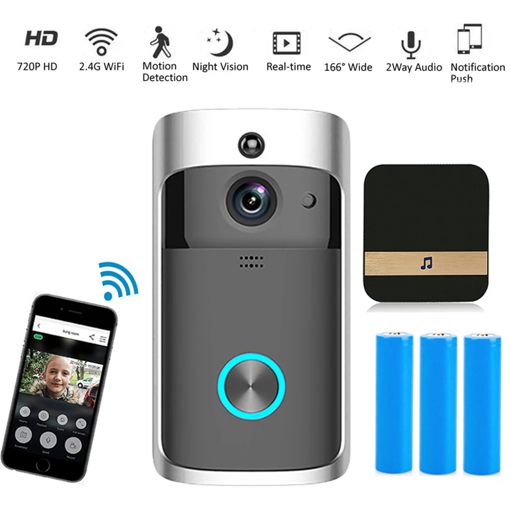 

HD 720P Smart WIFI Visual Doorbell Infrared Night Monitoring Remote Indoor Chime Apartments Door Bell Ring Home Security Cameras