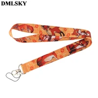 dmlsky cartoon fox lanyard keychain animal lanyards for keys badge id mobile phone rope neck straps accessories gifts m3815
