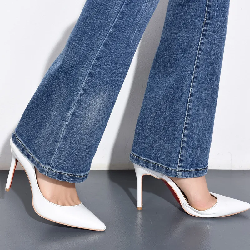 Женские джинсы весна осень расклешенные брюки женские широкие эластичные тонкие