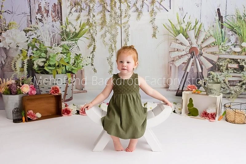 

Mehofond Photography Background Flowers Green Plants Retro Wooden Door Backdrop For Girls Birthday Photophone Photo Studio Props