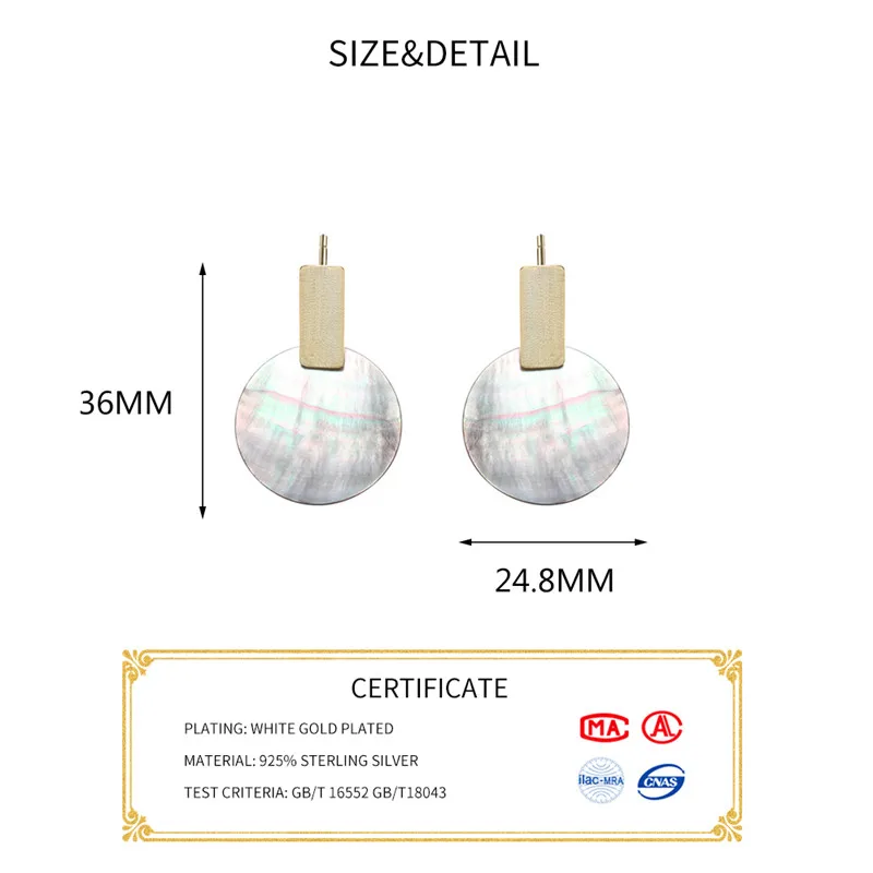 INZATT Настоящее серебро 925 проба Геометрическая круглая ракушка серьги гвоздики для модных женщин вечерние модные ювелирные изделия подарок