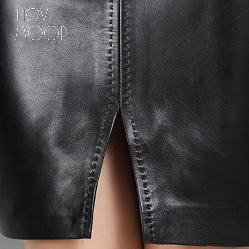 Юбка-карандаш женская из натуральной кожи с разрезом красного и черного цветов