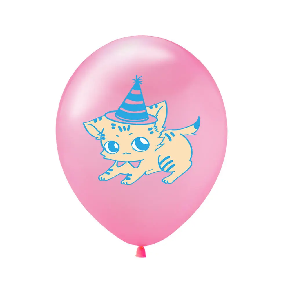 12 ''кошка питомец День Рождения мультфильм латексный шар лицо флаг 16''