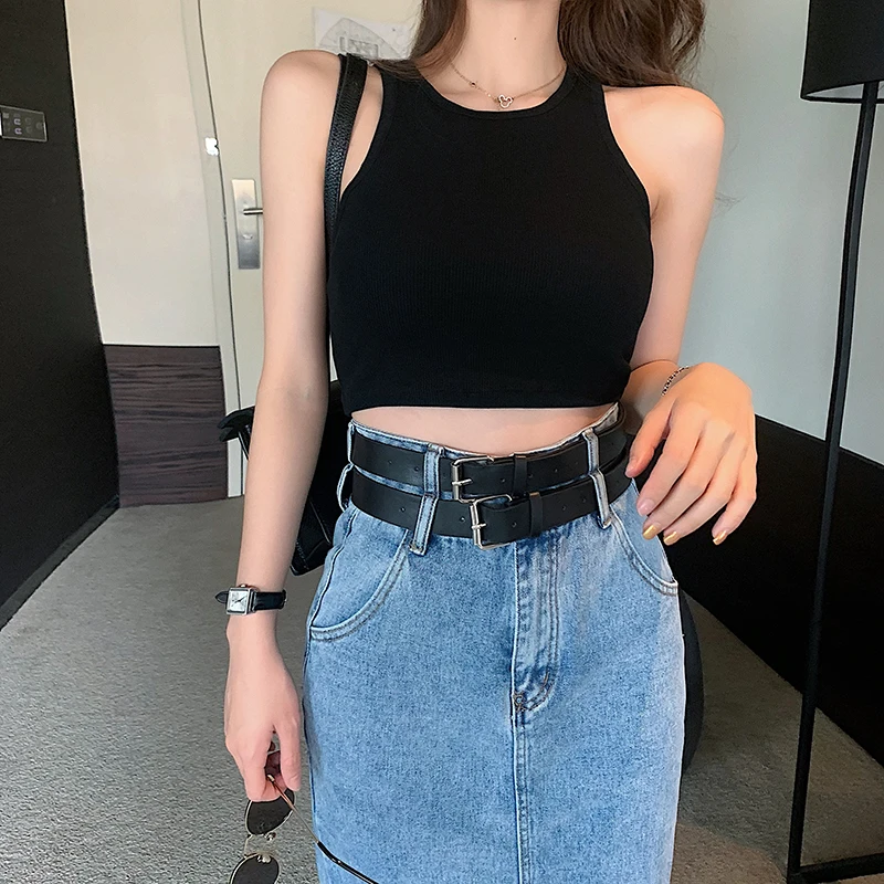 

New Plus Size Long Skirt Jeans With Double Belt Fashionable Casual High Waist Blue Slit Denim Skirt For Women Straight Skirts