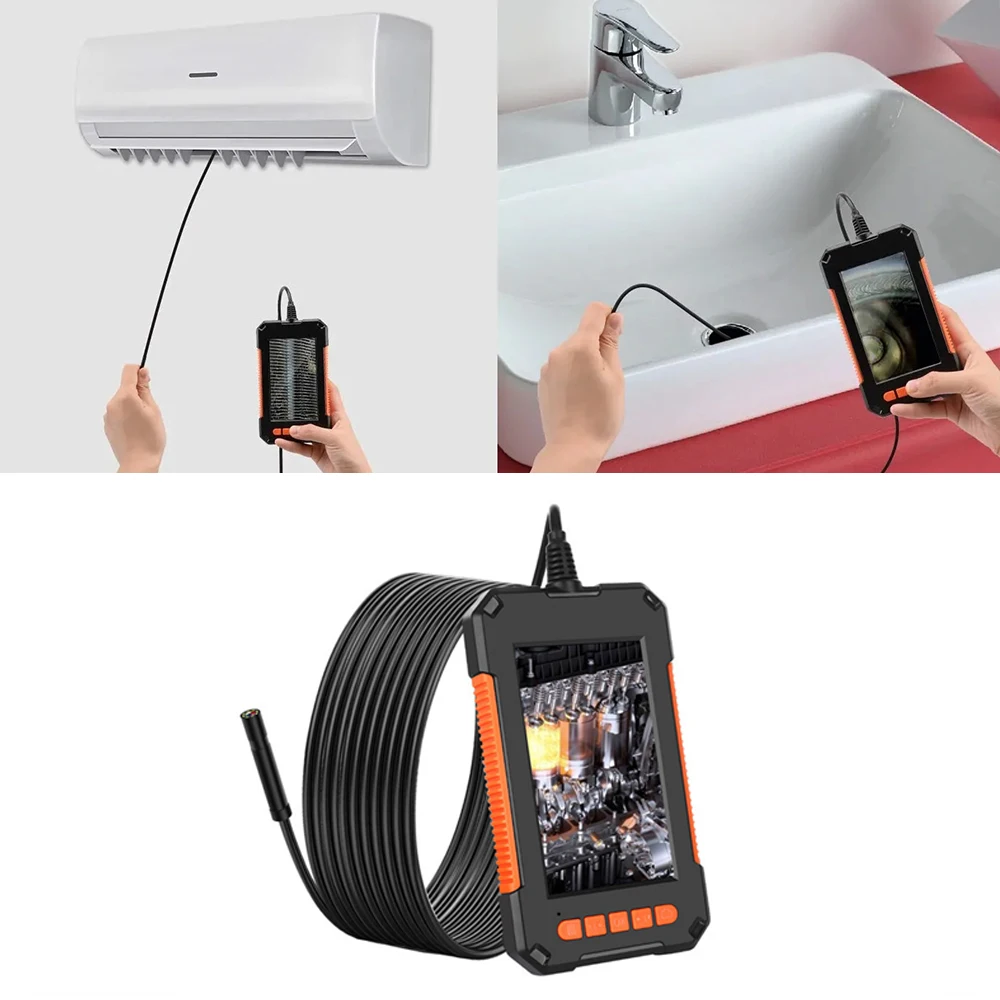 

Новый дизайн Smart Snake Lens Бытовая уборка ремонтный инструмент 1080P HD 4,3 дюймовый экран с 8 светодиодными лампами порт для TF-карты