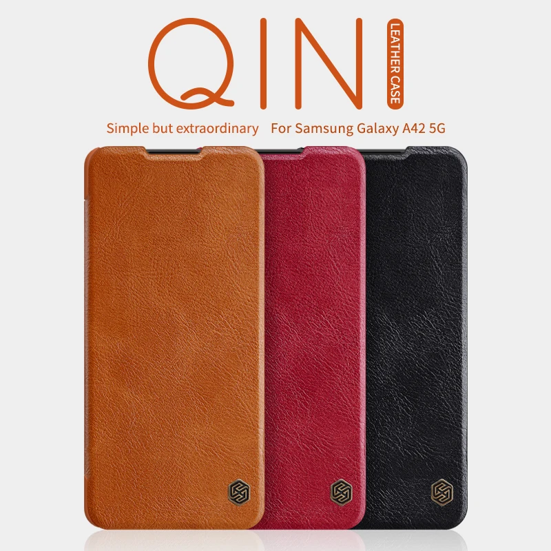 

For samsung Galaxy A71 5G case Funda Samsung A10 casing A21s case Nillkin Qin PU Flip leather back cover wallet case