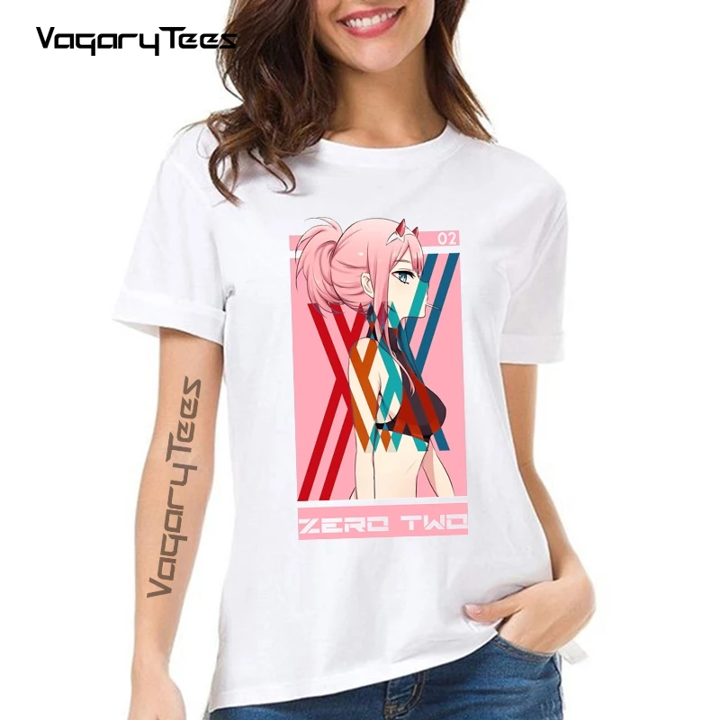 

Kawaii Waifu Zero Two XX Anime t shirt Women New White Casual Tshirt Female DARLING in the FRANXX Streetwear Unisex Tee