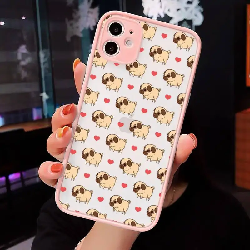 

cute Pug French Bulldog Phone Cases matte transparent For iphone 7 8 11 12 plus mini x xs xr pro max cover