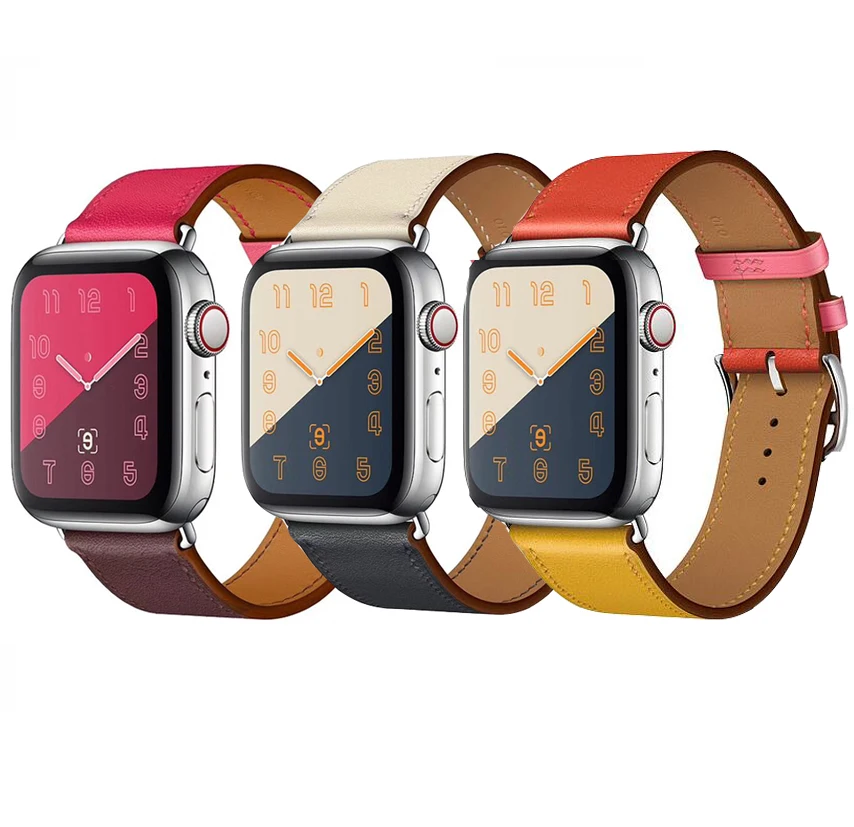 Новый кожаный браслет петля для apple watch series 6 SE 5 4 44/40 мм ремешок iwatch 42 38 серия 3