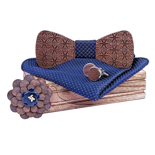 Взрывные модели деревянный галстук бабочка для свадьбы Розовый квадратная брошь