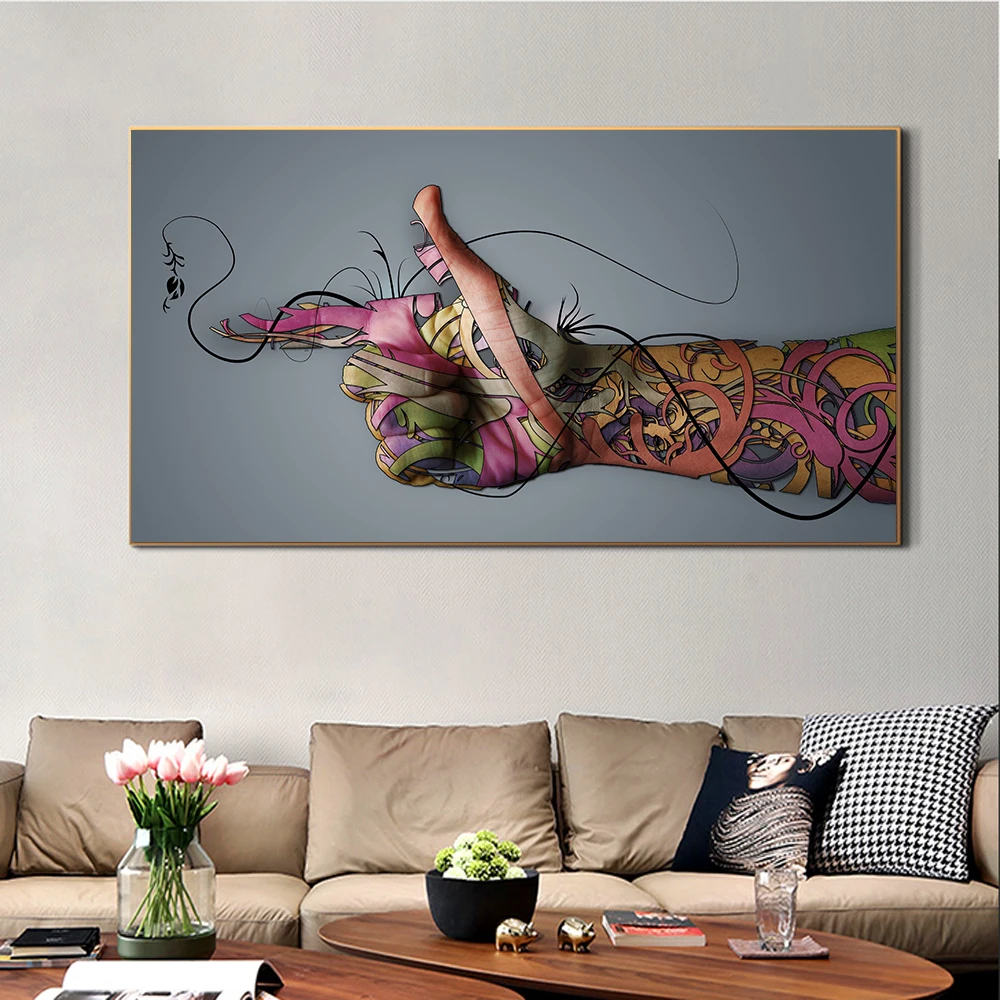 

Shooting Gesture Wall Art Home Decor Canvas Painting Graffiti Nordic Decoration Hotel Bar Cafe Room Poster Wall Street Art Decor