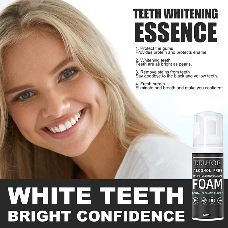 

Coconut Teeth Whitening Toothpaste Foam Deep Cleaning Stain Removal Refreshing Toothpaste Dispel Yellow Eliminat Bad Breath QBMY