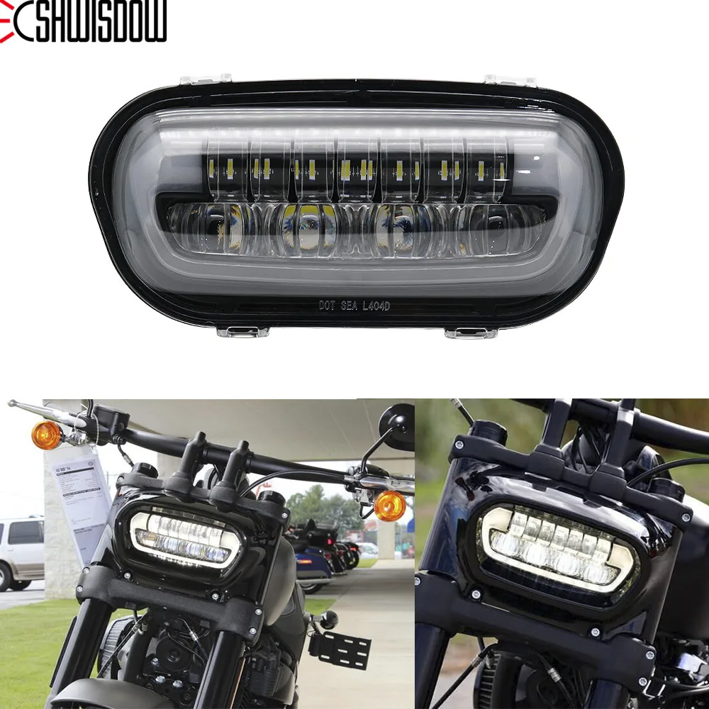 9 дюймов светодиодные мотоциклетные фары фара для Fat Bob модель Moto светодиодный лампы, Fat Bob фара черная