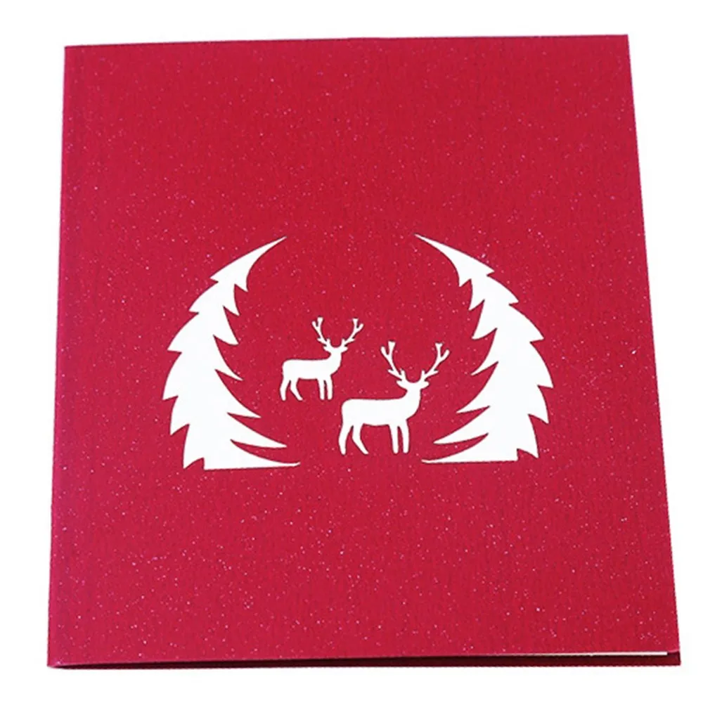 Милые Мультяшные 3D выдвижные праздничные поздравительные открытки с оленем
