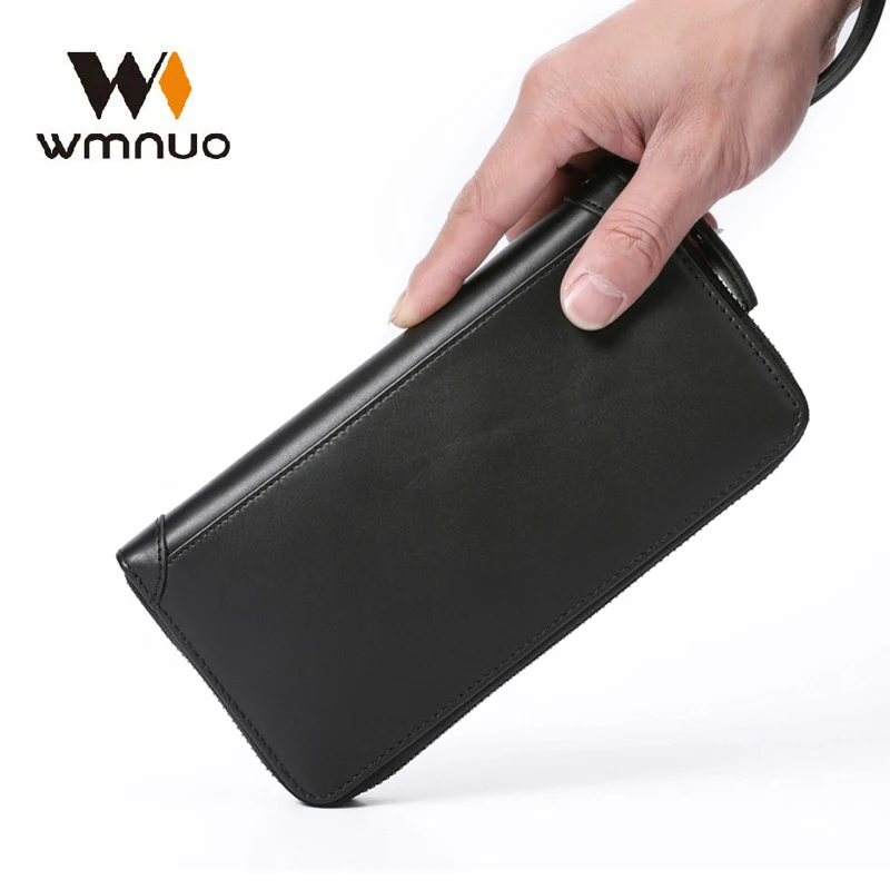 Wmnuo бренд длинный кошелек Для мужчин мягкий черный для молнии Бизнес кредитной