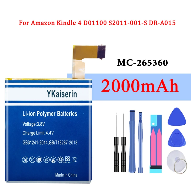 2000 мА/ч MC 265360 Батарея для Amazon Kindle детей 4 5 6 515 1058 01 D01100 S2011 001 S DR A015 встроенный
