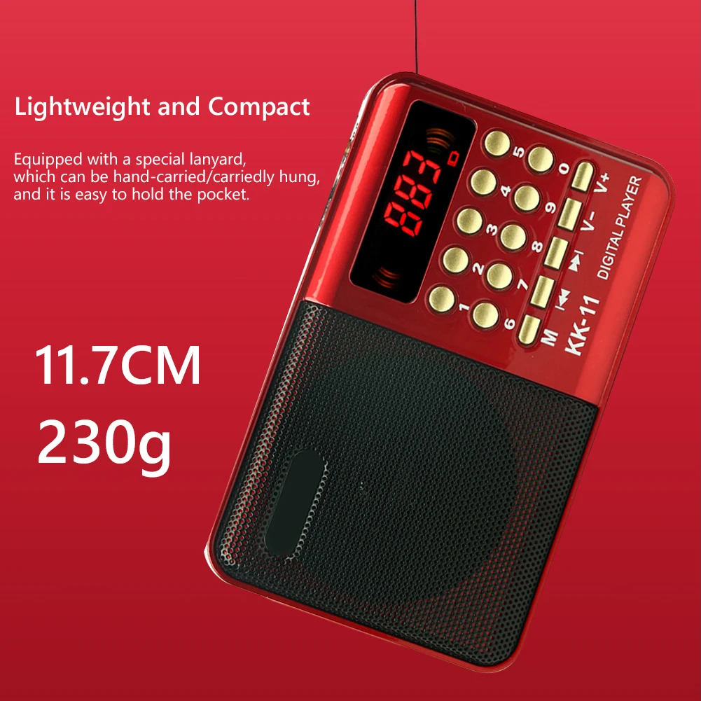 Mini Portable Radio Handheld Digital FM USB TF MP3 Player Speaker Rechargeable Telescopic Antenna Pockets Receiver | Электроника