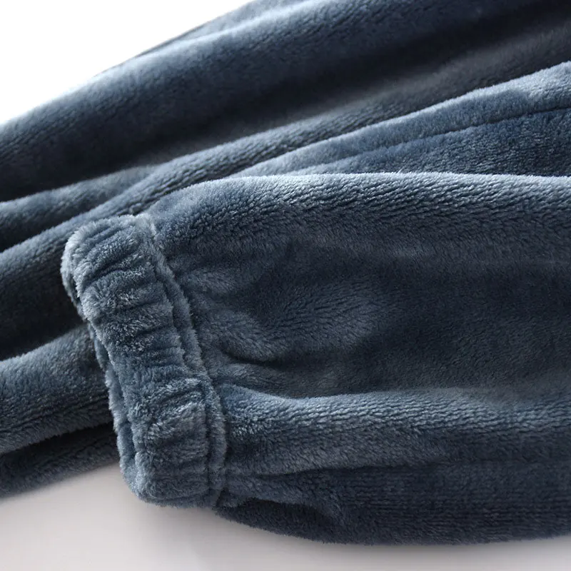 Men's Winter Thickened Flannel Pajama Pants Soft Warm Casual Homewear Trousers Large Size Elastic Waist Drawstring Sleep Bottoms