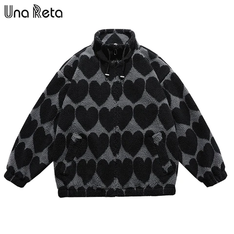 Una reta m-xxl talvemehi mantel uus juhuslik lambaliha parka mantel tänavarõivad lahtised mehed rõivad teravilja fliisist meeste jope mantel