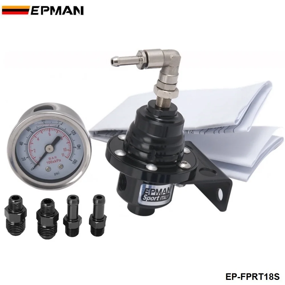 

Type S Adjustable Fuel pressure Regulator FPR Universal Jdm turbo+Liquid Gauge 0-160 Psi For VW EP-FPRT81S
