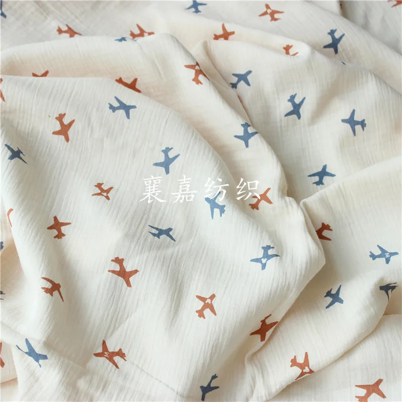 Хлопковая и льняная креп двойная Seersucker детская одежда тканевые брюки пижамная