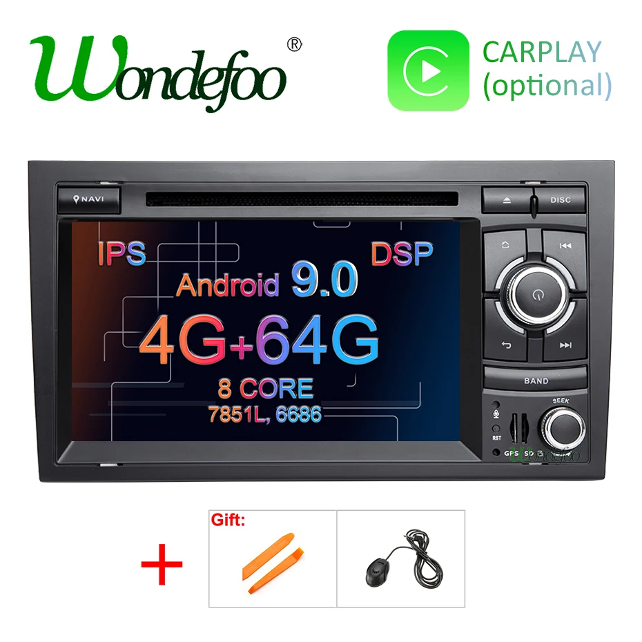 DSP 4G 64G Android 9,0 ips автомобильный dvd-плеер для AUDI A4 gps ips стерео Мультимедиа Навигация радио приемник магнитофон