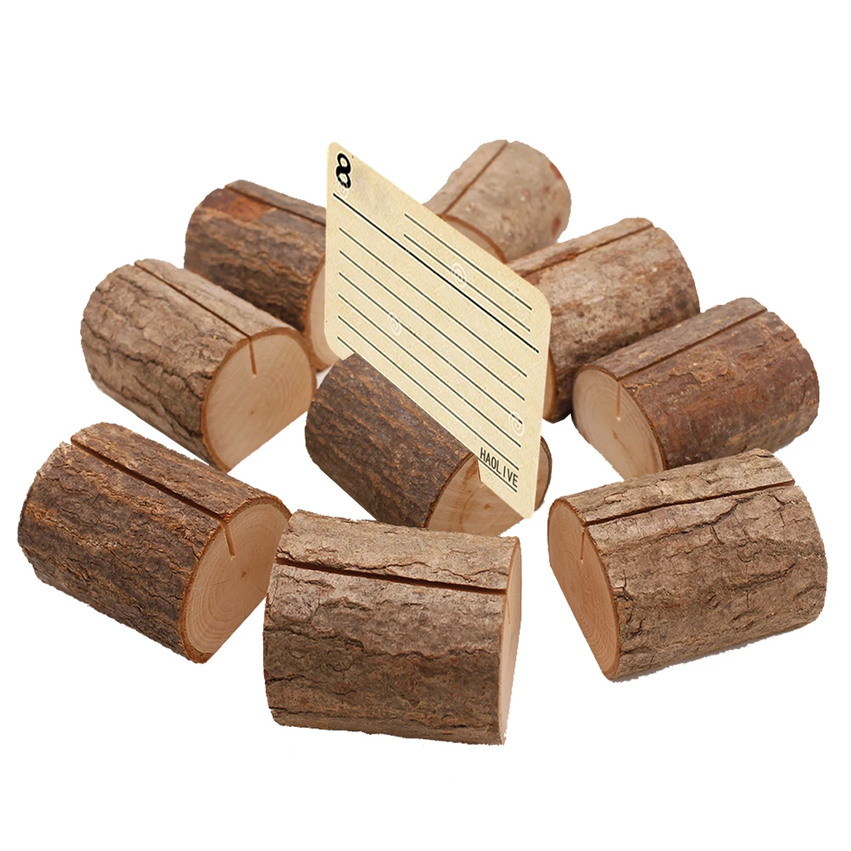 

10pcs Rustic Wood Table Numbers Holder Wood Place Card Holder Party Wedding Table Name Card Holder Memo Note Card