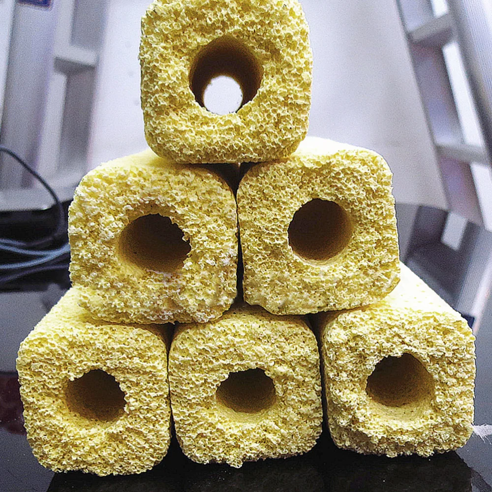 

4PCS Fish Tank Filter Far Infrared Ceramic Ring Fish Pond Filter Supply (Yellow)