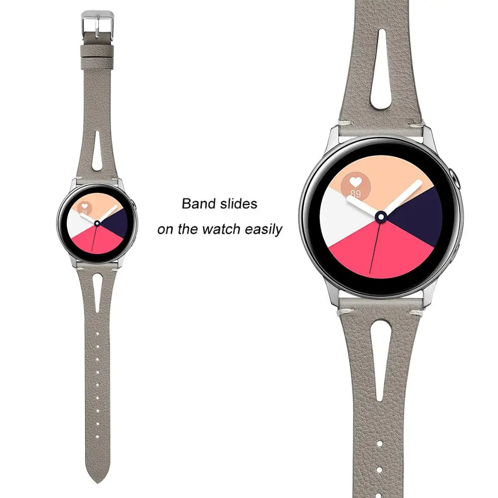 Genuine Leather Watchband for Samsung Galaxy Watch Active Women Band Stainless Steel Buckle Soft Strap | Наручные часы