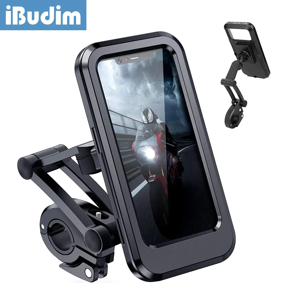 

iBudim Waterproof Bike Bicycle Phone Holder Universal Motorcycle Handlebar Phone Mount Bracket Waterproof Phone Case for Cycling