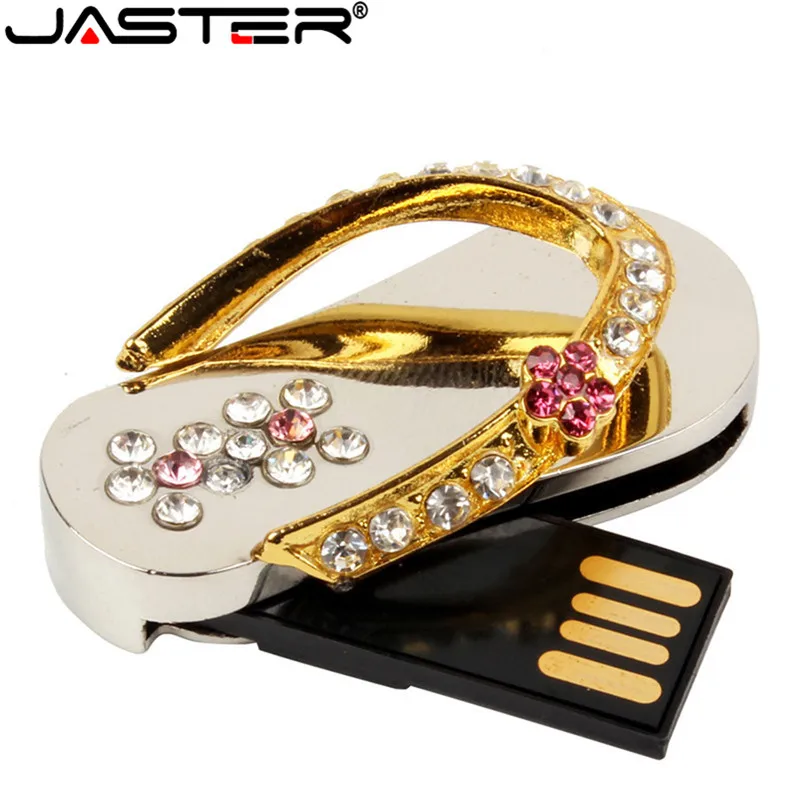 JASTER crystal shoe Usb Flash Drive Jewelry metal chain Diamond Slipper usb 2.0 pendrive 4gb 8gb 16gb 32gb 64GB free Shipping|pendrive 4gb|shoes