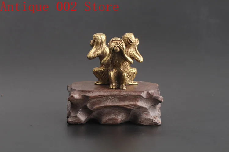 Античная коллекция из чистой меди три обезьяны медь в японском стиле | Дом и сад