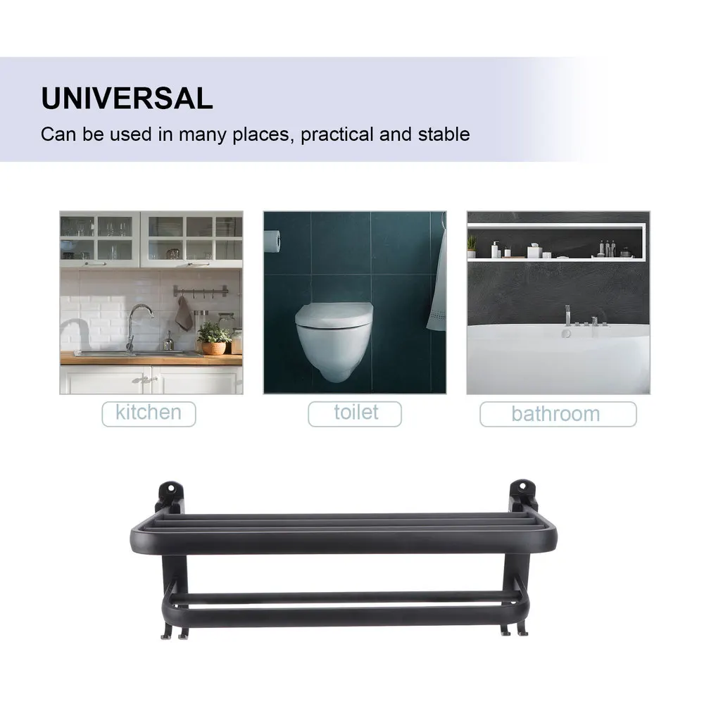 

1 Set Towel Storage Rack Aviation Aluminum Wall-mounted Unfading Towel Support Towel Organizer Towel Holder for Hotel Home Condo