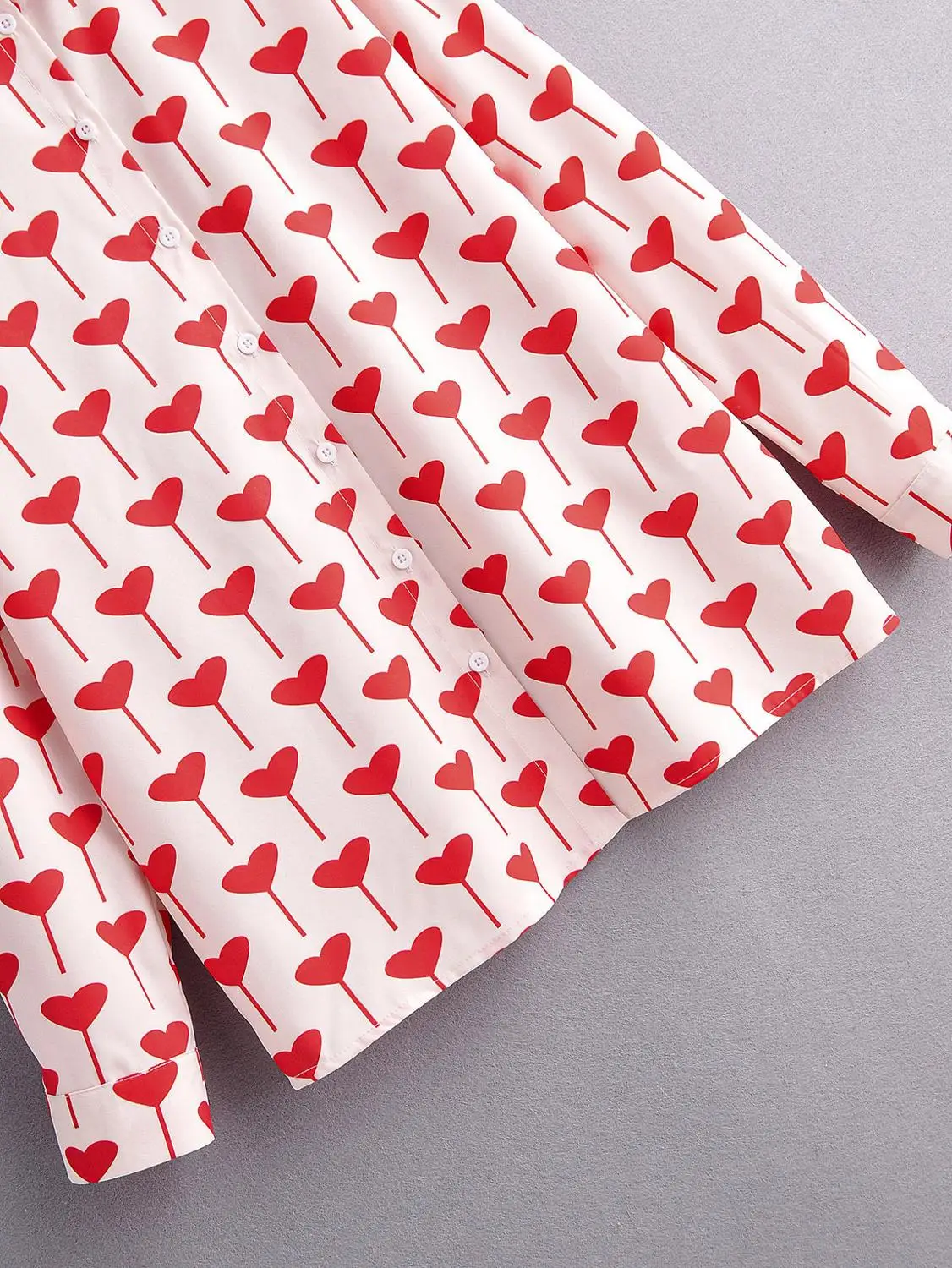 ROHOPO воротник с лацканами сердце принт длинный рукав блузка элегантная женская