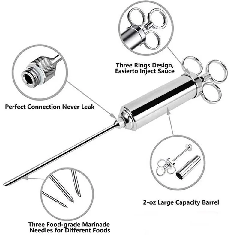 IYouNice Премиум барбекю аксессуары мясо инжектор набор с щетка для бутылки маслом и