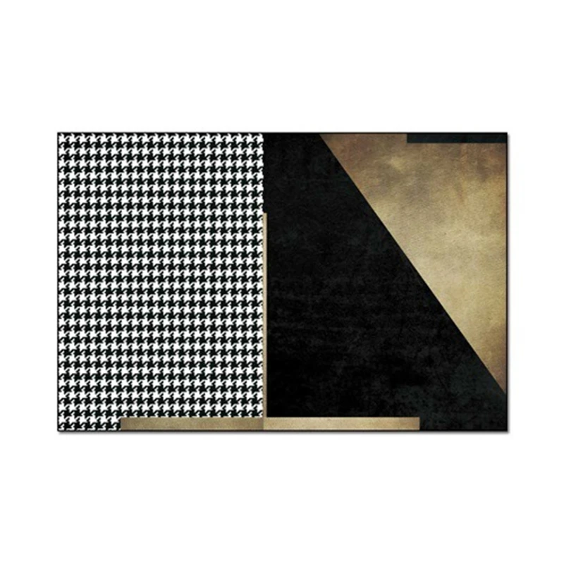 

Simple light luxury black gold houndstooth stitching kitchen living room bedroom bedside carpet wood mat balcony sofa cushion