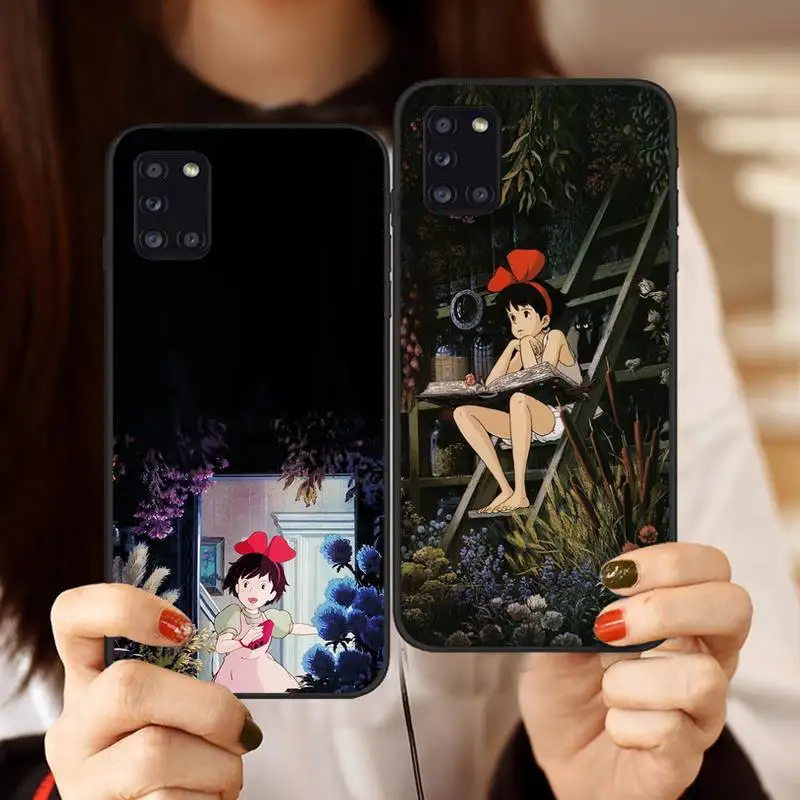 

Kikis Delivery Service Anime Cartoon Phone Case Black Color For Samsung s21 ultra s20 fe s10 a52 a32 a12 a72 a71 Note 20 10 Plus