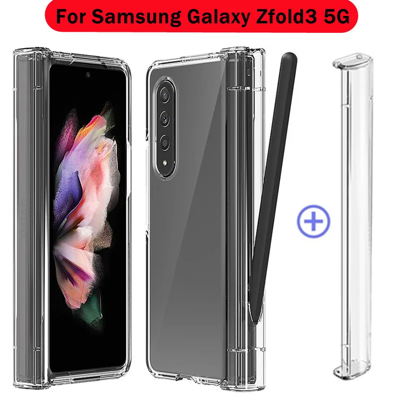 

Transparent Case For Samsung Galaxy Z Fold3 5G Shockproof All inclusive shell Cover Samsung ZFold3 With pen slot Folding screen