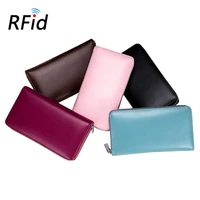 western rfid candy colour leather organ design large capacity men women card holder bag purse wallet