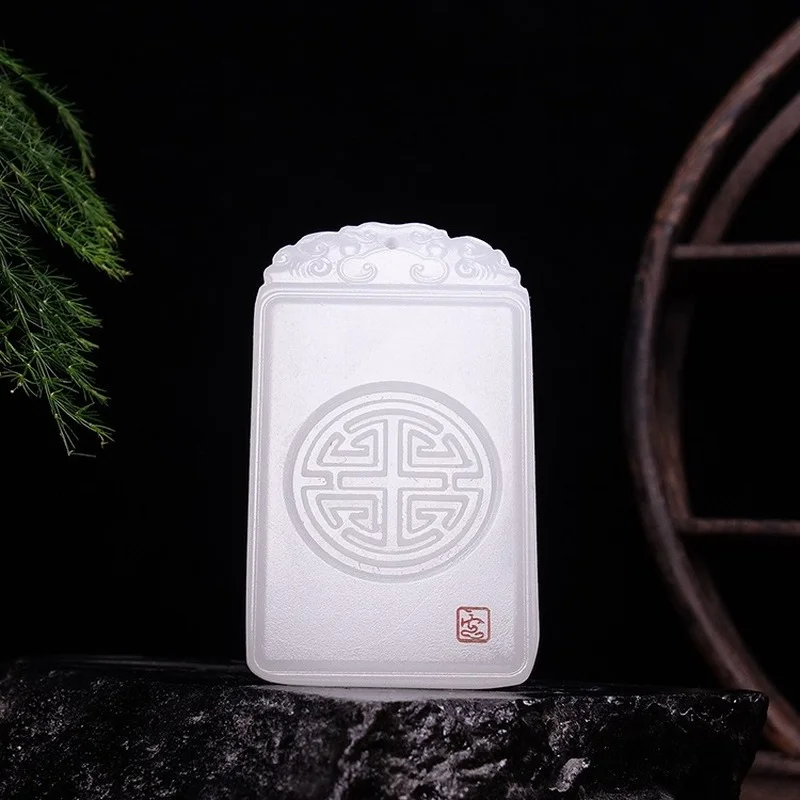 

Natural Chinese White Jade Hand Carved Happy Character Pendant Fashion Boutique Jewelry Men and Women Necklace Popular Gift
