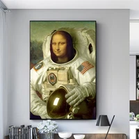 funny art mona lisa the astronaut canvas poster abstract wall art posters and prints cuadros for living room unframed