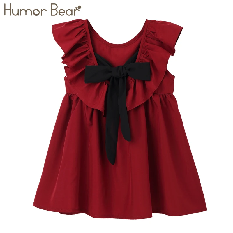 Humor Bear/ г. Платье для девочек; новое летнее платье-майка в клетку с бантом на спине; платье принцессы+ повязка на голову; платье для маленьких девочек