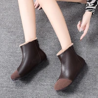 womens back zipper warm short plush snow boots fashion platform casual winter 2021 ankle boots female shoes woman botas mujer