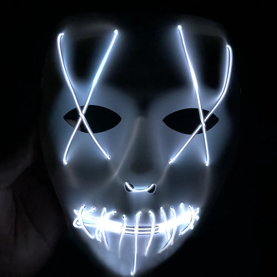 Флуоресцентные Вечерние Маски с проволокой ужасов разноцветные СВЕТОДИОДНЫЕ